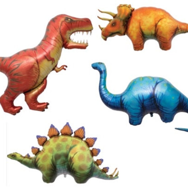 Sale 4 JUMBO DINOSAUR BALLOONS Pack TRex Rex Birthday Party Dino Theme Jurassic World Animal Stegosaurus Triceratops Brontosaurus