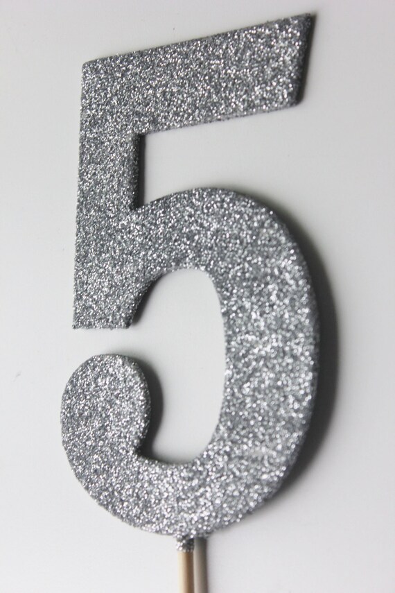 GLITTER CAKE TOPPER Number Numeric Silver Glitter Birthday 1st 2nd 3rd 4th 5th 6th 7th 8th 9th Kids Birthday Frozen Glam Glittery Glittered Il_570xn
