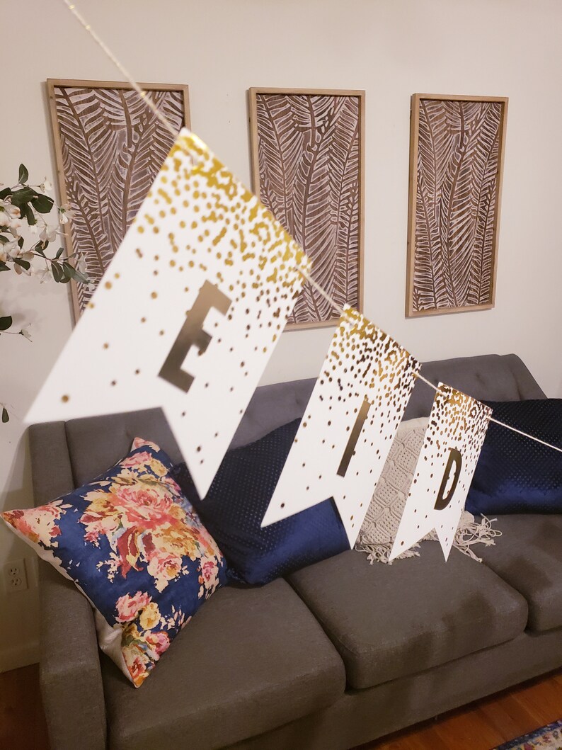 Sale Eid Mubarak Gold Banner Sign Garland Custom Sign Ramadan Etsy