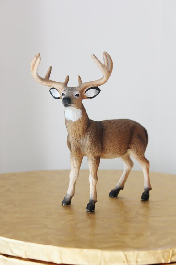 Sale 2 BROWN DEER Animal Cake Topper Figurines Figurine Woodland Rustic Woodsy Whimsical Primitive Buck Country Theme Hunting Vintage Nature Il_570xn