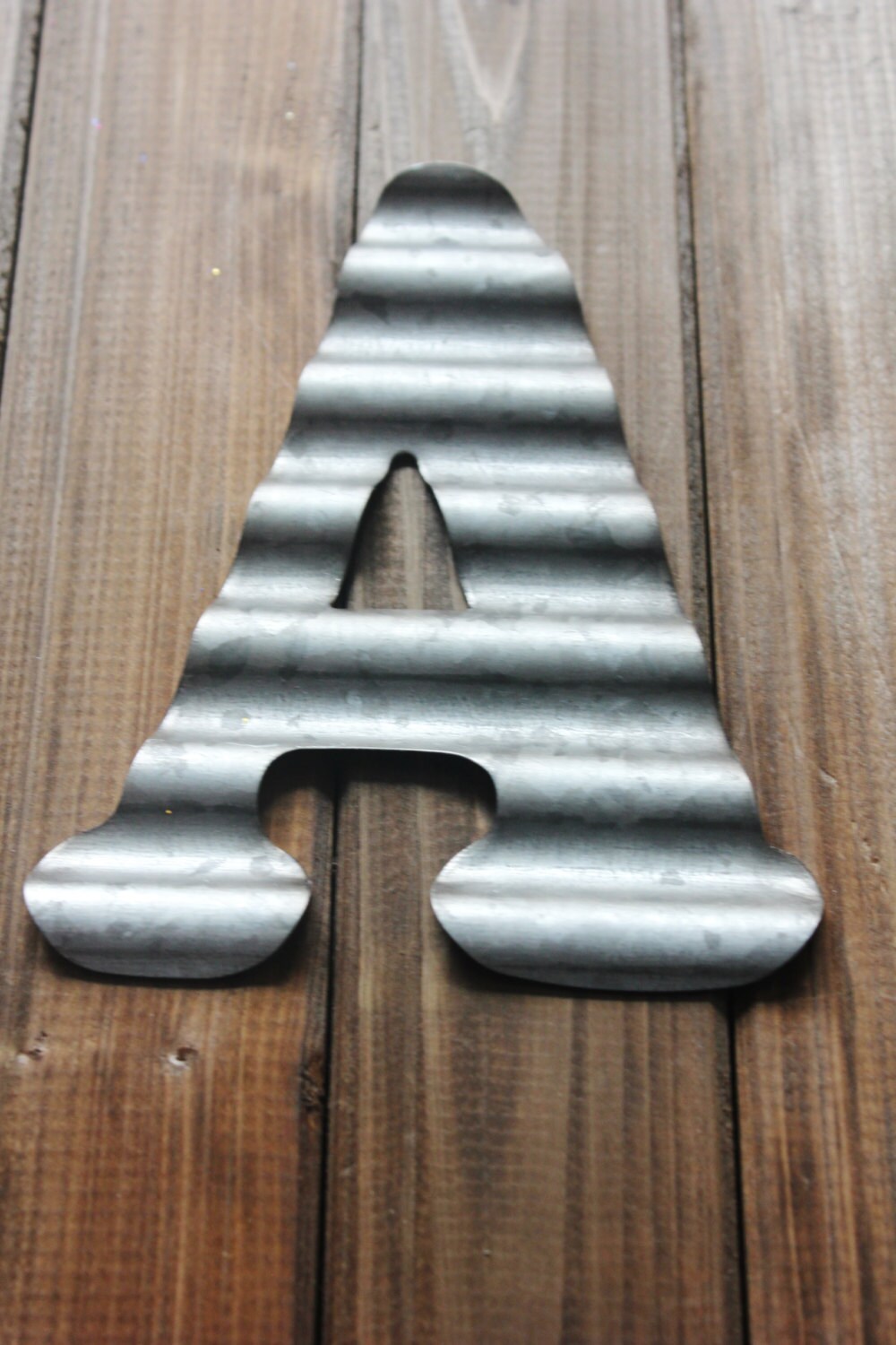 2 Small Metal Letter Corrugated Zinc Steel Initial Home Decor Etsy