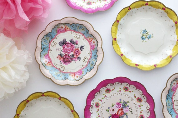 Sale 12 FLORAL TEA PARTY Mini Paper Plates Parisian Vintage | Etsy Sale 12 FLORAL TEA PARTY Mini Paper Plates Parisian Vintage | Etsy