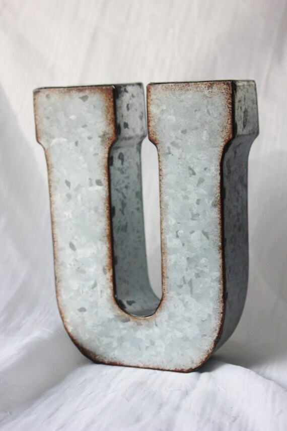 Sale LARGE METAL LETTER Zinc Steel Initial Home Room Decor ...