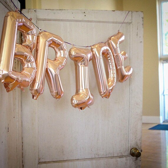 Sale 13.5" New ROSE GOLD BRIDE Letter Balloons Balloon Pink Blush Bridal Shower Wedding Engagement Party Prop Bachelorette Tea Party Bride Il_570xn
