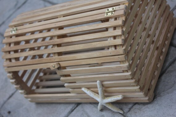 Lobster Trap Cardbox Card Box Holder Brown Wood Stain Etsy