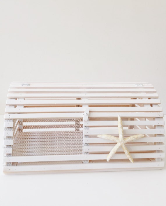 Lobster Trap Cardbox Card Box Holder White Wash Centerpiece