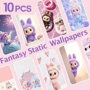 ファンタジーでキュートなウサギのスマホ壁紙10枚 | iPhone Android | ロック画面 | かわいい美的 | デジタルダウンロード