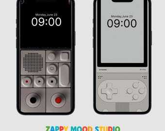 Retro Game Console iPhone Wallpapers – Vintage Gamer Aesthetic Lock Screen Set | Digital Download