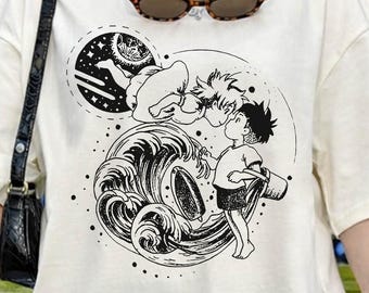 Ponyo & Sosuke Shirt, Sweatshirt, Hoodie, Studio Ghibli Characters, Gift for Anime Lovers, Kids Youth Toddler, Japanese Y2K Tee