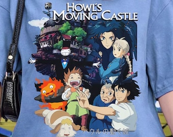 Camiseta, sudadera, sudadera con capucha de El castillo ambulante, personajes de Studio Ghibli, regalo para amantes del anime, camiseta japonesa Y2K para niños y jóvenes.