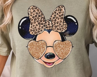 Minnie Mouse-shirt met luipaardprint, Disney-shirt vrouw, luipaardshirt Minnie Safari, meisjes trip Minnie Ears shirt, Disney moeder, shirt Animal Kingdom
