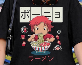 Ponyo Ramen Shirt, Sweatshirt, Hoodie, Goldfish Ponyo Studio Ghibli Characters, Gift for Anime Lovers, Kids Youth Toddler Y2K