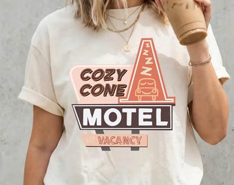 Comfort Colors Retro Cozy Cone Motel Cars T-Shirt, Cars Pixar Fan Gift, Lightning McQueen, Tow Mater, Sally Carrera