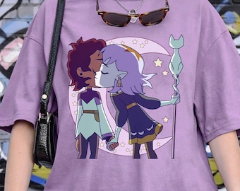 Amity x Luz The Owl House Shirt, TOH Characters Unisex Tee, Disney Cartoon Youth Toddler Kids T-Shirt, Gift for Fans, Hexside School