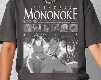 Vintage Princess Mononoke Shirt, Studio Ghibli Characters, Mononoke Hime, Gift for Anime Lovers, Y2K Japanese Streetwear, Miyazaki Hayao
