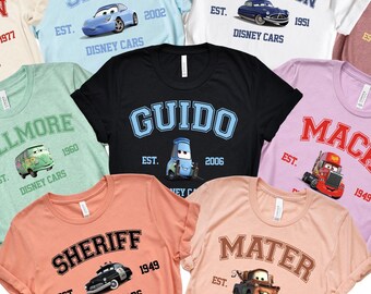 Custom Cars Characters Shirt, Personalized Disney Car Birthday Shirt, Cars Birthday Boy, Family Matching Shirt, Lightning McQueen, Tow Mater