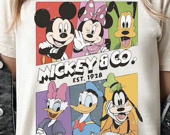 Chemise vintage Mickey & Co 1928 Comfort Colors®, chemise Disney vintage rétro, chemises Mickey and Co rétro, Disneyworld Famille Mickey et ses amis