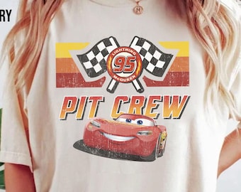 Camiseta vintage de Rayo McQueen para el equipo de boxes, camiseta de Cars de Disney, camiseta de McQueen, camiseta familiar de Cars de Disney, camiseta de Cars para niños