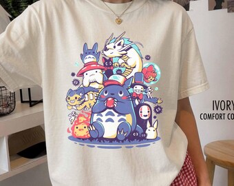 Studio Ghibli Characters Shirt, My Neighbor Totoro, Spirited Away, Mononoke Hime, Kiki’s Delivery Service, Ponyo