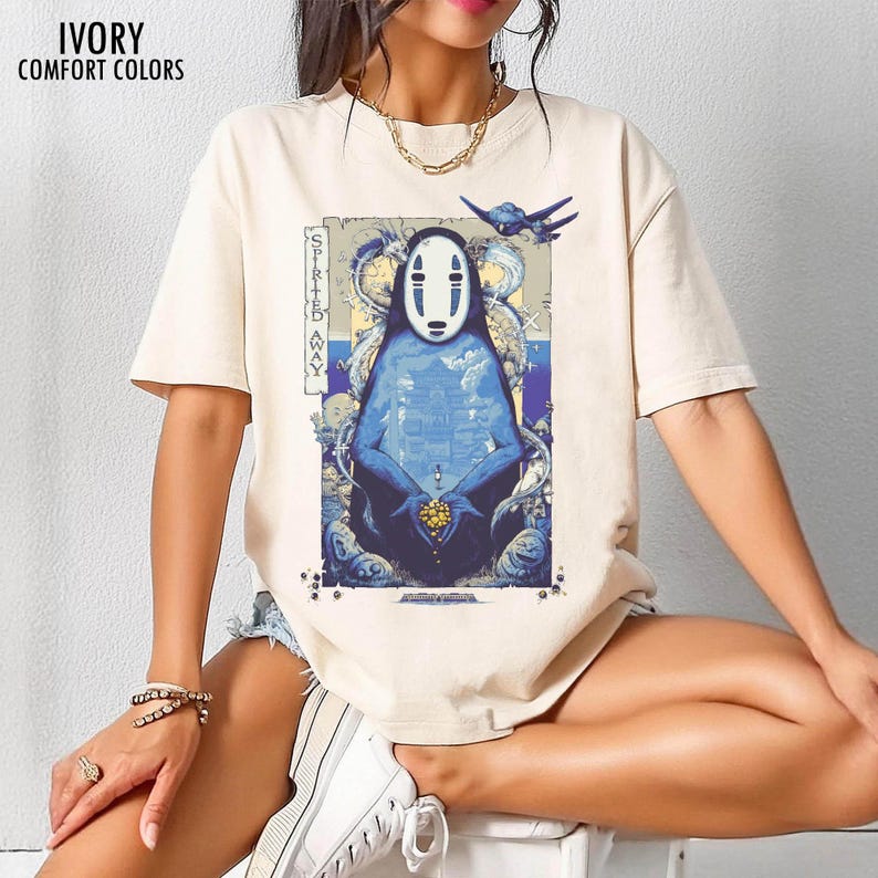 Camiseta vintage de El viaje de Chihiro, sin rostro, con personajes de ...