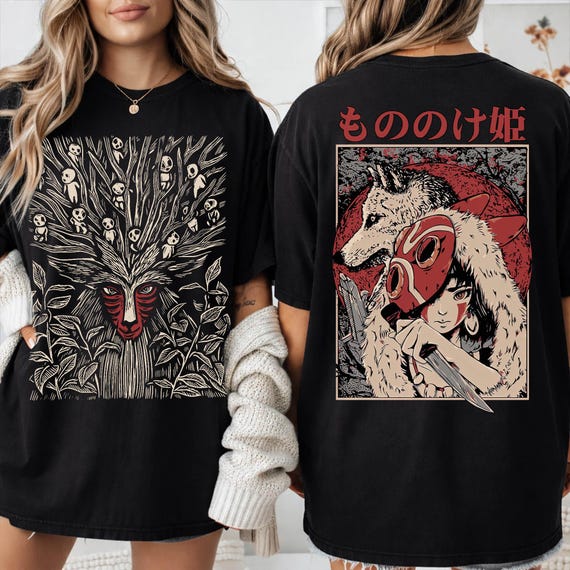 Vintage Mononoke Shirt, Sweatshirt, Hoodie, Studio Ghibli Tee, Princess Mononoke Shirt, Studio Ghibli Gift Shirt, Y2K Shirt