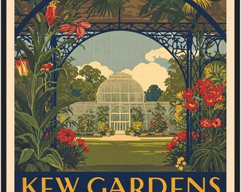 Retro Floral Poster, Vintage Botanical Wall Art Gift Home Decor, Flower Print, Kew Gardens Print, Wall Art Design, Framed Poster