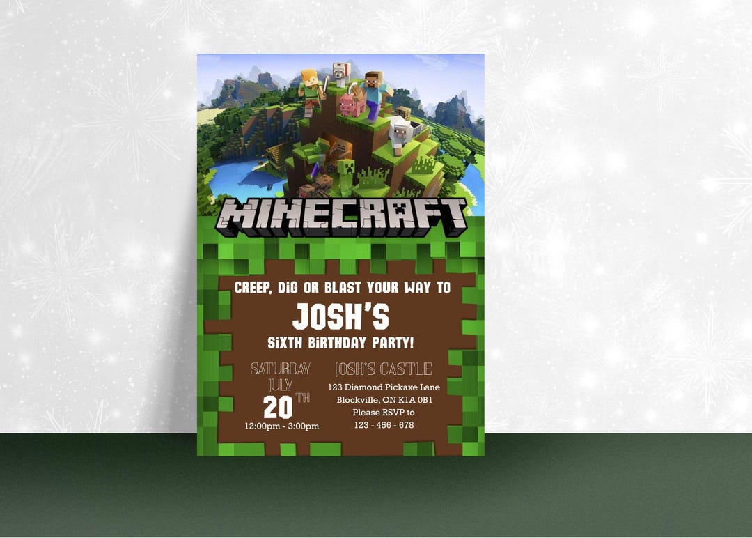 Minecraft Birthday Invitation | Editable Digital Invite | Pixel Party ...