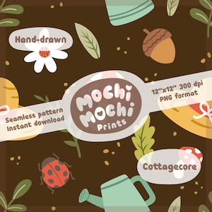 Cottagecore Mushroom Pattern: Brown Seamless Design (PNG Digital Download)