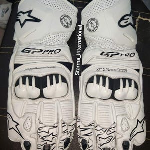 Alpinestars White Leather GP Pro Racing Gloves and Boots Set | Protective Biker Gear | Track & Street Riding Gear