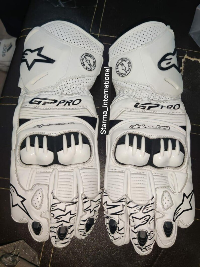 Alpinestars White Leather GP Pro Racing Gloves and Boots Set | Protective Biker Gear | Track & Street Riding Gear