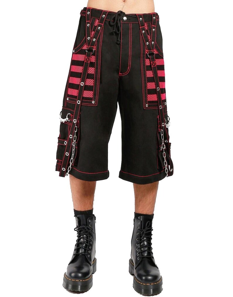 Cyber Goth Rave Cargo Pants: Black & Red Chain Trousers - Etsy