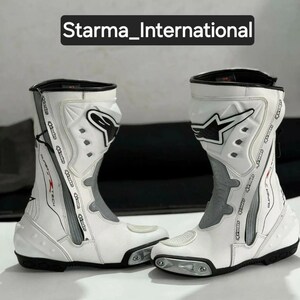Alpinestars White Leather GP Pro Racing Gloves and Boots Set | Protective Biker Gear | Track & Street Riding Gear