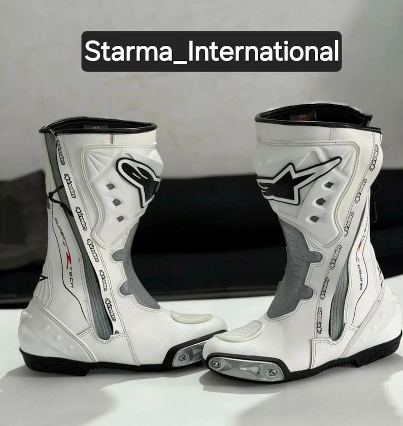 Alpinestars White Leather GP Pro Racing Gloves and Boots Set | Protective Biker Gear | Track & Street Riding Gear