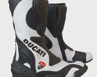 Botas de moto Ducati Corse de piel premium, estilo competición, estilo CE.