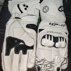 Alpinestars White Leather GP Pro Racing Gloves and Boots Set | Protective Biker Gear | Track & Street Riding Gear