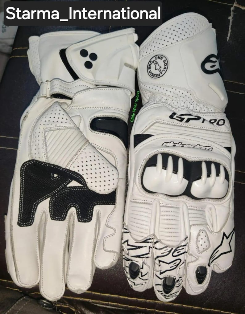 Alpinestars White Leather GP Pro Racing Gloves and Boots Set | Protective Biker Gear | Track & Street Riding Gear
