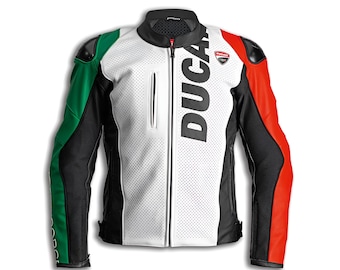 Chaqueta Moto Ducati Corse Tricolor Cuero