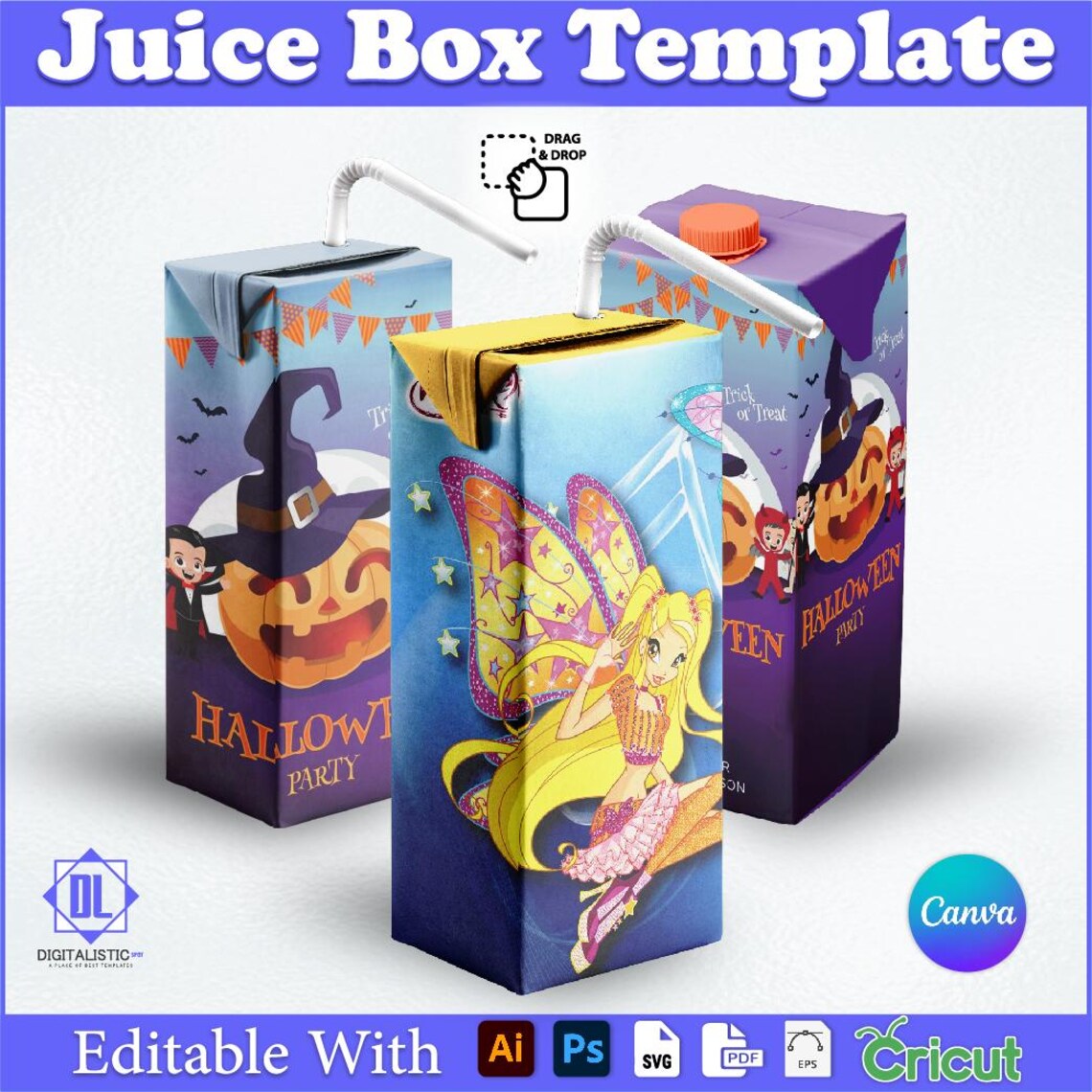 Juice Box Template Juice Box Label Template, Party Favor, Canva Editable (digital Download ...