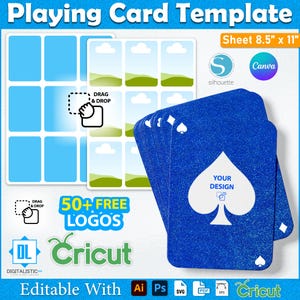 Plantillas de naipes, naipes imprimibles, naipes personalizados en blanco, naipes personalizados SVG, Canva editable, plantilla de naipes de afirmación, juego de cartas