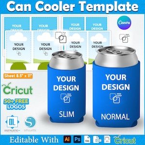 Can Cooler Template Bundle, 12oz Can Cooler template, Beer Cooler Template, Blank Template, Bottle Cooler Template, Tin Can, Canva Editable