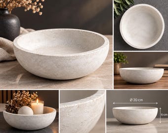 Round concrete bowl, 20 cm | Minimalist decorative bowl | Modern home accessories | Concrete decor | Handmade gift