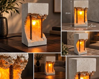 Handmade industrial concrete lamp | Brutalist concrete table lamp | Concrete lamp loft design | Unique designer lamp for the living room