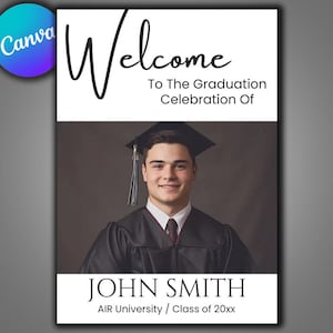 Graduation Welcome Sign Set Canva Template, Senior Photo Collage Poster, Editable Graduation Party Sign, Printable Decor
