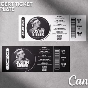 Editable Concert Ticket Template, Custom Concert Ticket Gift, Concert Ticket Template, Surprise Concert Tickets, DIY Event Gift for her/him