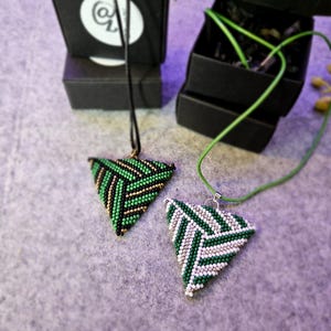 Handmade Beaded Peyote Stitch Pendant Necklace *Stripes*