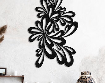 Abstrakte Metallwandkunst, modernes Blumendekor, zeitgenössischer Wandbehang
