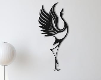 Kranich Metallwandkunst, Vogeldekor, minimalistische Kunst, Housewarminggeschenk