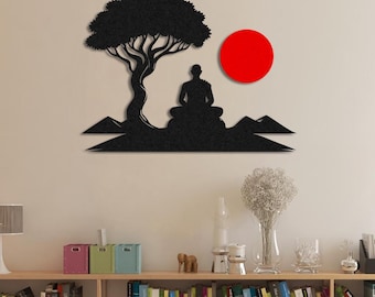Zen Baum des Lebens Metall Wandkunst, Meditation Decor