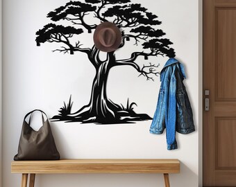 Metal Tree Wall Hook, Nature Inspired Coat Rack, Entryway Organizer