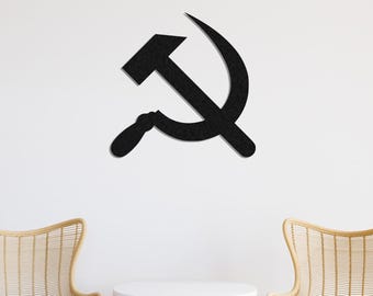 Hammer and Sickle Metal Sign, Soviet Wall Art, USSR Decor, Communist Wall Hanging